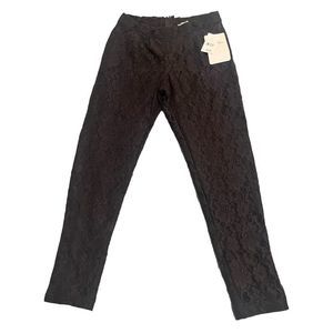 Lily White Leggings Womens XS Pants Black Lace Zip Back Tapered Ankle Cropped